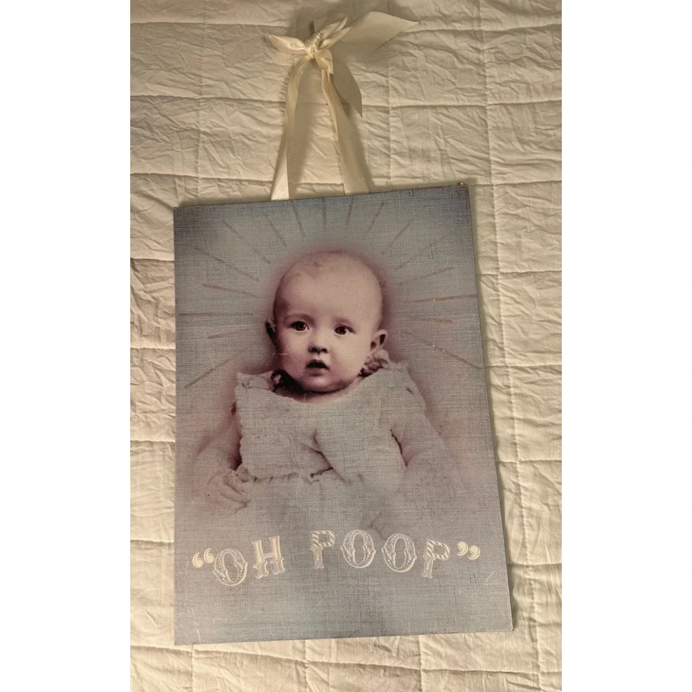 Papaya Art Oh Poop by Anahata Katkin Baby Wall Decor Sign Ribbon Recycled Paper